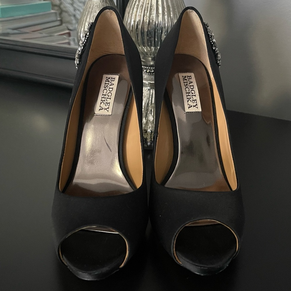 ‘Royal Embellished’ Peep Toe Pumps - Picture 2 of 13